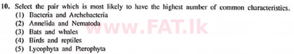 National Syllabus : Advanced Level (A/L) Biology - 2022 January - Paper I (English Medium) 10 1