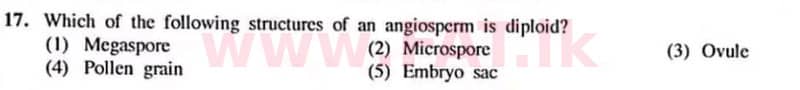 உள்ளூர் பாடத்திட்டம் : உயர்தரம் (உ/த) உயிரியல் - 2022 ஜனவரி - தாள்கள் I (English மொழிமூலம்) 17 1