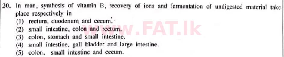 உள்ளூர் பாடத்திட்டம் : உயர்தரம் (உ/த) உயிரியல் - 2022 ஜனவரி - தாள்கள் I (English மொழிமூலம்) 20 1