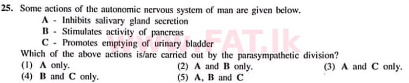 දේශීය විෂය නිර්දේශය : උසස් පෙළ (A/L) ජීව විද්‍යාව - 2022 ජනවාරි - ප්‍රශ්න පත්‍රය I (English මාධ්‍යය) 25 1