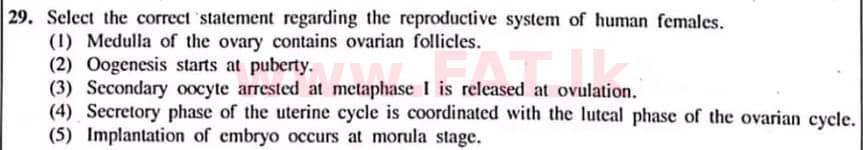 உள்ளூர் பாடத்திட்டம் : உயர்தரம் (உ/த) உயிரியல் - 2022 ஜனவரி - தாள்கள் I (English மொழிமூலம்) 29 1