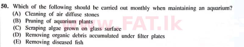 உள்ளூர் பாடத்திட்டம் : உயர்தரம் (உ/த) உயிரியல் - 2022 ஜனவரி - தாள்கள் I (English மொழிமூலம்) 50 2