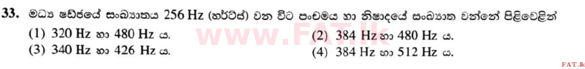 உள்ளூர் பாடத்திட்டம் : சாதாரண நிலை (சா/த) இசை (ஓரியண்டல்) - 2021 மே - தாள்கள் I (සිංහල மொழிமூலம்) 33 1