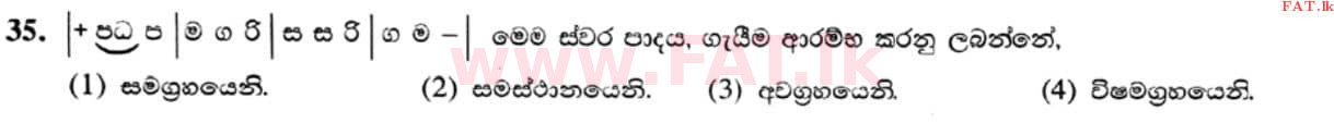 உள்ளூர் பாடத்திட்டம் : சாதாரண நிலை (சா/த) இசை (ஓரியண்டல்) - 2021 மே - தாள்கள் I (සිංහල மொழிமூலம்) 35 1