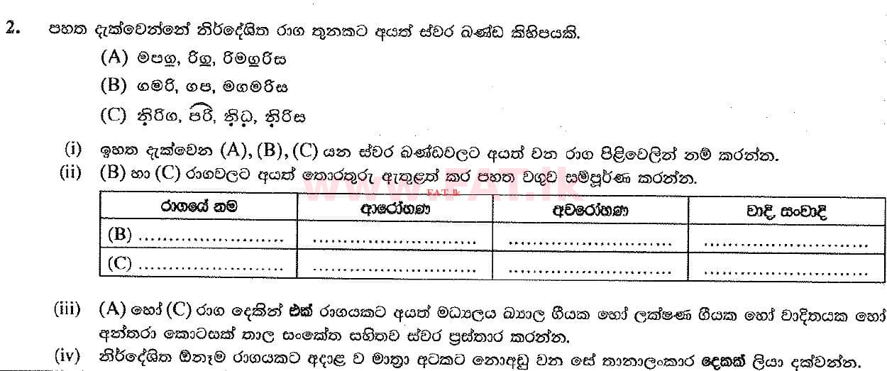 National Syllabus : Ordinary Level (O/L) Music (Oriental) - 2017 December - Paper II (සිංහල Medium) 2 1