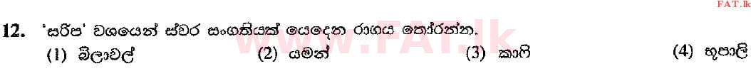 දේශීය විෂය නිර්දේශය : සාමාන්‍ය පෙළ (O/L) සංගීතය (පෙරදිග) - 2016 දෙසැම්බර් - ප්‍රශ්න පත්‍රය I (සිංහල මාධ්‍යය) 12 1