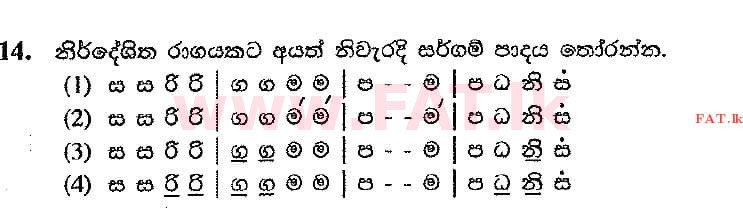 දේශීය විෂය නිර්දේශය : සාමාන්‍ය පෙළ (O/L) සංගීතය (පෙරදිග) - 2016 දෙසැම්බර් - ප්‍රශ්න පත්‍රය I (සිංහල මාධ්‍යය) 14 1