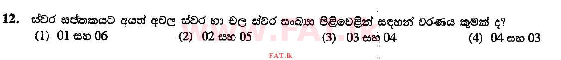 දේශීය විෂය නිර්දේශය : සාමාන්‍ය පෙළ (O/L) සංගීතය (පෙරදිග) - 2015 දෙසැම්බර් - ප්‍රශ්න පත්‍රය I (සිංහල මාධ්‍යය) 12 1