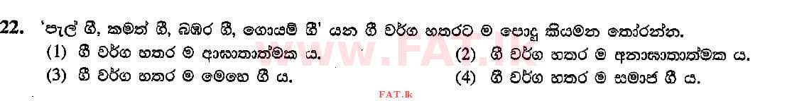 දේශීය විෂය නිර්දේශය : සාමාන්‍ය පෙළ (O/L) සංගීතය (පෙරදිග) - 2015 දෙසැම්බර් - ප්‍රශ්න පත්‍රය I (සිංහල මාධ්‍යය) 22 1