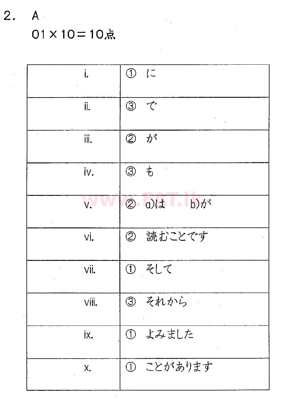 National Syllabus : Ordinary Level (O/L) Japanese Language - 2018 December - Paper (සිංහල Medium) 2 5093