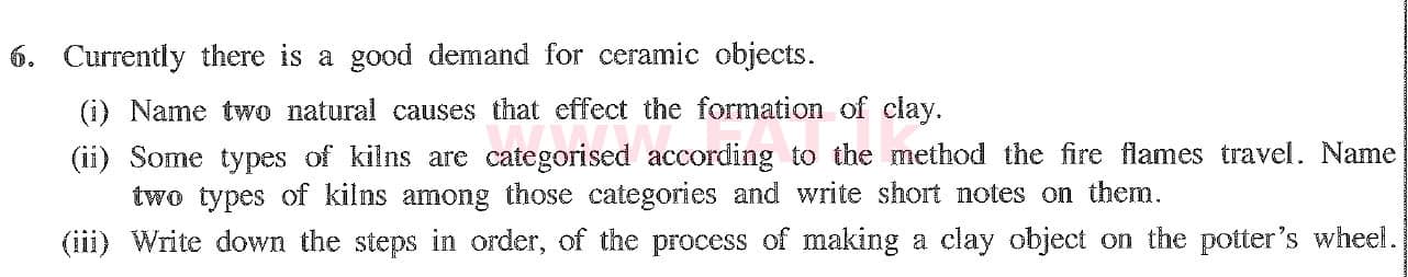 National Syllabus : Ordinary Level (O/L) Arts and Crafts - 2020 March - Paper II (English Medium) 6 1