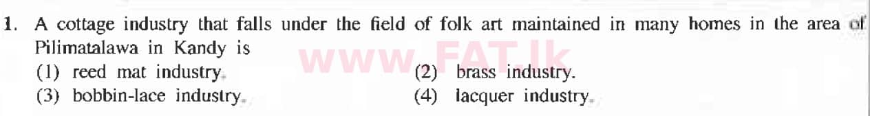 National Syllabus : Ordinary Level (O/L) Arts and Crafts - 2019 March - Paper I (English Medium) 1 1