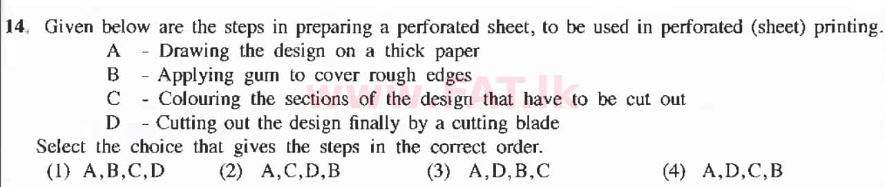 National Syllabus : Ordinary Level (O/L) Arts and Crafts - 2019 March - Paper I (English Medium) 14 1