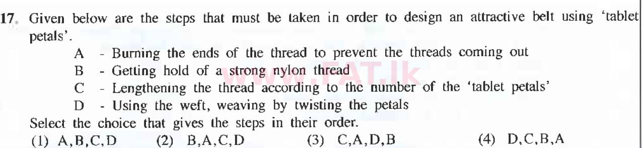 National Syllabus : Ordinary Level (O/L) Arts and Crafts - 2019 March - Paper I (English Medium) 17 1
