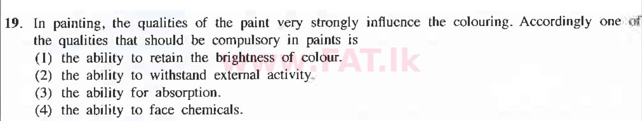 National Syllabus : Ordinary Level (O/L) Arts and Crafts - 2019 March - Paper I (English Medium) 19 1