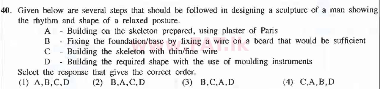 National Syllabus : Ordinary Level (O/L) Arts and Crafts - 2019 March - Paper I (English Medium) 40 1