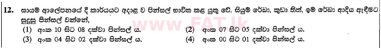 දේශීය විෂය නිර්දේශය : සාමාන්‍ය පෙළ (O/L) ශිල්ප කලා - 2015 දෙසැම්බර් - ප්‍රශ්න පත්‍රය I (සිංහල මාධ්‍යය) 12 1