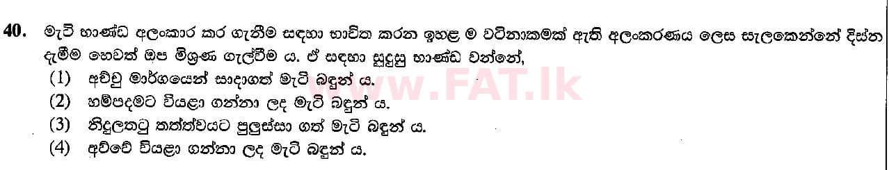 දේශීය විෂය නිර්දේශය : සාමාන්‍ය පෙළ (O/L) ශිල්ප කලා - 2015 දෙසැම්බර් - ප්‍රශ්න පත්‍රය I (සිංහල මාධ්‍යය) 40 1
