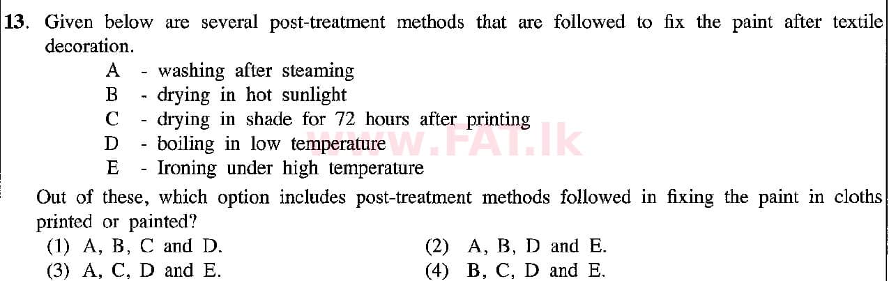 உள்ளூர் பாடத்திட்டம் : சாதாரண நிலை (சா/த) கலை மற்றும் கைவினை - 2018 டிசம்பர் - தாள்கள் I (English மொழிமூலம்) 13 1