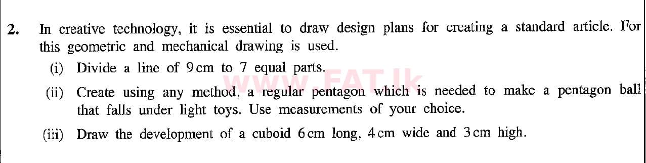 உள்ளூர் பாடத்திட்டம் : சாதாரண நிலை (சா/த) கலை மற்றும் கைவினை - 2018 டிசம்பர் - தாள்கள் II (English மொழிமூலம்) 2 1