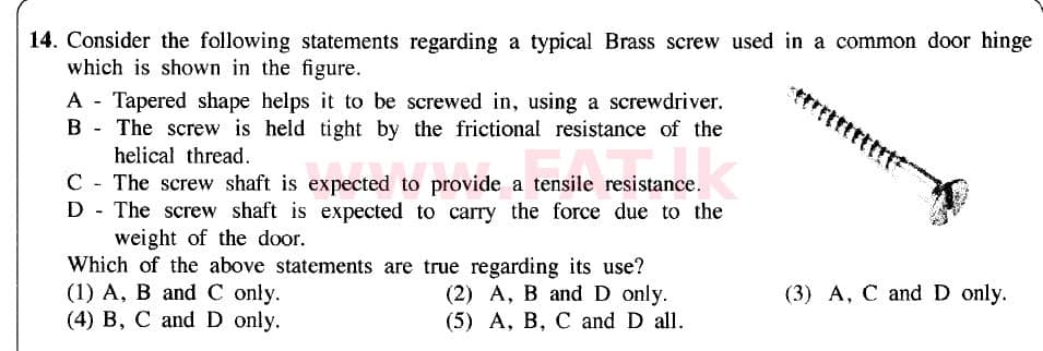 National Syllabus : Advanced Level (A/L) Civil Technology - 2020 October - Paper I (New / Old Syllabus) (English Medium) 14 1