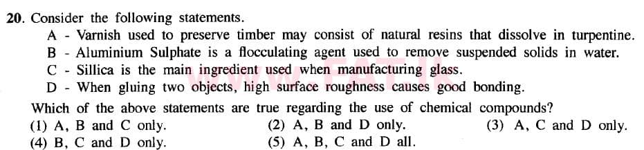 National Syllabus : Advanced Level (A/L) Civil Technology - 2020 October - Paper I (New / Old Syllabus) (English Medium) 20 1
