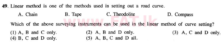 National Syllabus : Advanced Level (A/L) Civil Technology - 2020 October - Paper I (New / Old Syllabus) (English Medium) 49 1