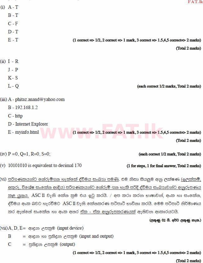 உள்ளூர் பாடத்திட்டம் : சாதாரண நிலை (சா/த) தகவல் தொடர்பாடல் தொழில்நுட்பம் - 2013 டிசம்பர் - தாள்கள் II (සිංහල மொழிமூலம்) 1 863