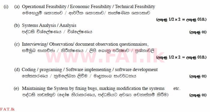 உள்ளூர் பாடத்திட்டம் : சாதாரண நிலை (சா/த) தகவல் தொடர்பாடல் தொழில்நுட்பம் - 2013 டிசம்பர் - தாள்கள் II (සිංහල மொழிமூலம்) 7 871