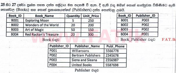 දේශීය විෂය නිර්දේශය : සාමාන්‍ය පෙළ (O/L) තොරතුරු හා සන්නිවේදන තාක්ෂණය (ICT) - 2015 දෙසැම්බර් - ප්‍රශ්න පත්‍රය I (සිංහල මාධ්‍යය) 26 1