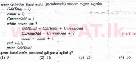 National Syllabus : Ordinary Level (O/L) Information & Communication Technology ICT - 2015 December - Paper I (සිංහල Medium) 38 1