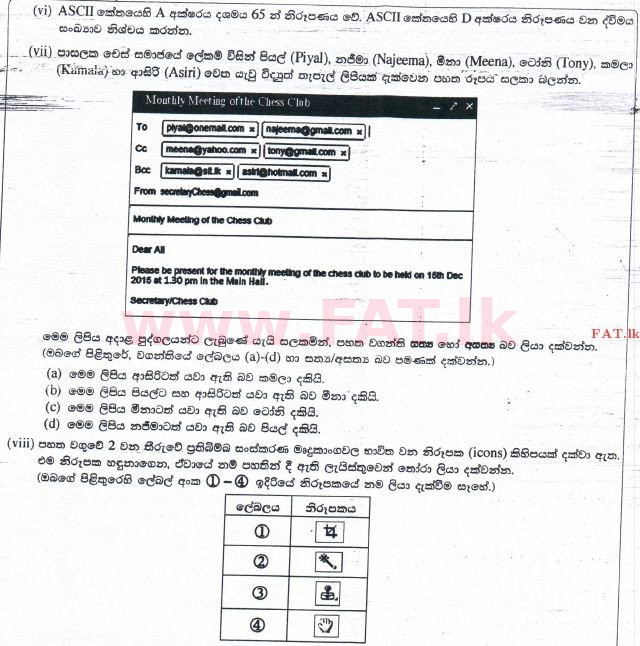 உள்ளூர் பாடத்திட்டம் : சாதாரண நிலை (சா/த) தகவல் தொடர்பாடல் தொழில்நுட்பம் - 2015 டிசம்பர் - தாள்கள் II (සිංහල மொழிமூலம்) 1 3