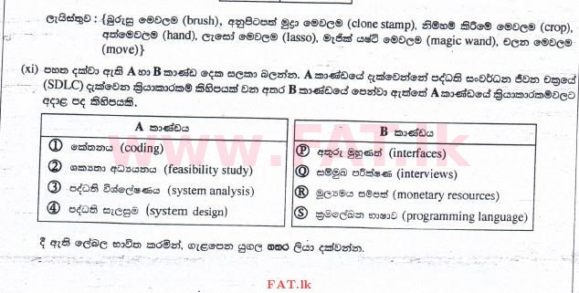 உள்ளூர் பாடத்திட்டம் : சாதாரண நிலை (சா/த) தகவல் தொடர்பாடல் தொழில்நுட்பம் - 2015 டிசம்பர் - தாள்கள் II (සිංහල மொழிமூலம்) 1 4