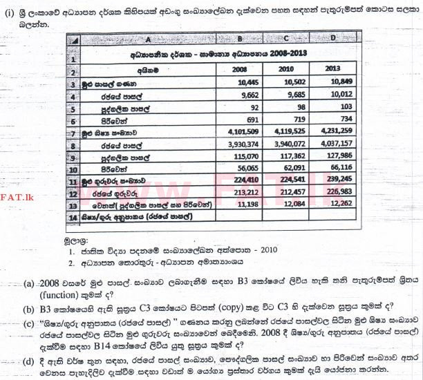 உள்ளூர் பாடத்திட்டம் : சாதாரண நிலை (சா/த) தகவல் தொடர்பாடல் தொழில்நுட்பம் - 2015 டிசம்பர் - தாள்கள் II (සිංහල மொழிமூலம்) 2 1