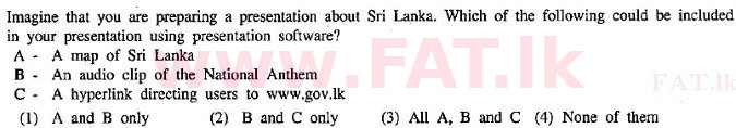 දේශීය විෂය නිර්දේශය : සාමාන්‍ය පෙළ (O/L) තොරතුරු හා සන්නිවේදන තාක්ෂණය (ICT) - 2010 දෙසැම්බර් - ප්‍රශ්න පත්‍රය I (English මාධ්‍යය) 19 1