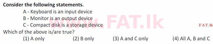 දේශීය විෂය නිර්දේශය : සාමාන්‍ය පෙළ (O/L) තොරතුරු හා සන්නිවේදන තාක්ෂණය (ICT) - 2007 දෙසැම්බර් - ප්‍රශ්න පත්‍රය I (English මාධ්‍යය) 5 1