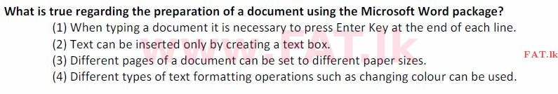 දේශීය විෂය නිර්දේශය : සාමාන්‍ය පෙළ (O/L) තොරතුරු හා සන්නිවේදන තාක්ෂණය (ICT) - 2007 දෙසැම්බර් - ප්‍රශ්න පත්‍රය I (English මාධ්‍යය) 22 1