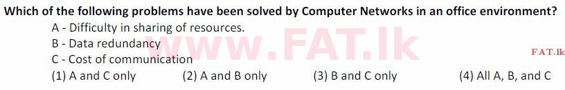 දේශීය විෂය නිර්දේශය : සාමාන්‍ය පෙළ (O/L) තොරතුරු හා සන්නිවේදන තාක්ෂණය (ICT) - 2007 දෙසැම්බර් - ප්‍රශ්න පත්‍රය I (English මාධ්‍යය) 30 1