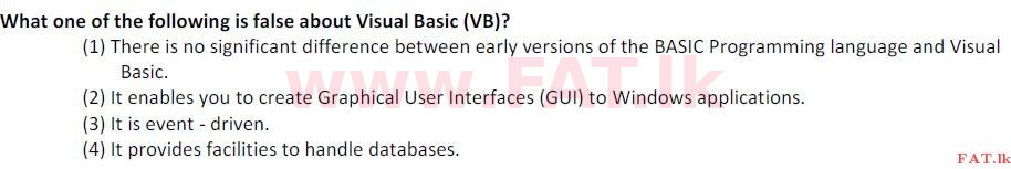 දේශීය විෂය නිර්දේශය : සාමාන්‍ය පෙළ (O/L) තොරතුරු හා සන්නිවේදන තාක්ෂණය (ICT) - 2007 දෙසැම්බර් - ප්‍රශ්න පත්‍රය I (English මාධ්‍යය) 32 1