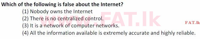 දේශීය විෂය නිර්දේශය : සාමාන්‍ය පෙළ (O/L) තොරතුරු හා සන්නිවේදන තාක්ෂණය (ICT) - 2007 දෙසැම්බර් - ප්‍රශ්න පත්‍රය I (English මාධ්‍යය) 34 1