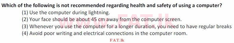 දේශීය විෂය නිර්දේශය : සාමාන්‍ය පෙළ (O/L) තොරතුරු හා සන්නිවේදන තාක්ෂණය (ICT) - 2007 දෙසැම්බර් - ප්‍රශ්න පත්‍රය I (English මාධ්‍යය) 40 1
