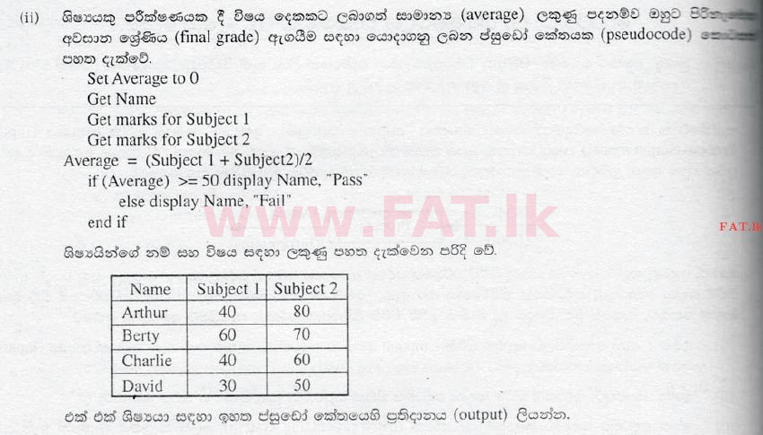 දේශීය විෂය නිර්දේශය : සාමාන්‍ය පෙළ (O/L) තොරතුරු හා සන්නිවේදන තාක්ෂණය (ICT) - 2007 දෙසැම්බර් - ප්‍රශ්න පත්‍රය II (සිංහල මාධ්‍යය) 3 2