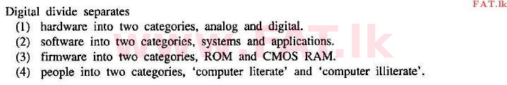 National Syllabus : Ordinary Level (O/L) Information & Communication Technology ICT - 2009 December - Paper I (English Medium) 40 1