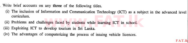 National Syllabus : Ordinary Level (O/L) Information & Communication Technology ICT - 2009 December - Paper II (English Medium) 6 1