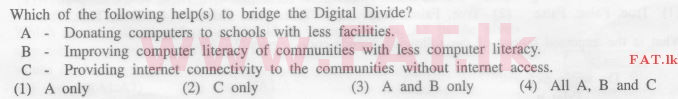 දේශීය විෂය නිර්දේශය : සාමාන්‍ය පෙළ (O/L) තොරතුරු හා සන්නිවේදන තාක්ෂණය (ICT) - 2012 දෙසැම්බර් - ප්‍රශ්න පත්‍රය I (English මාධ්‍යය) 39 1