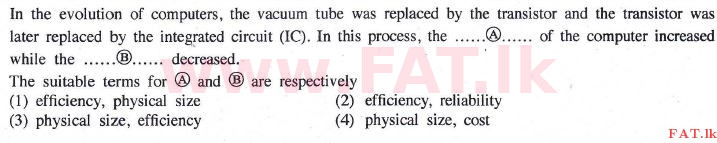 දේශීය විෂය නිර්දේශය : සාමාන්‍ය පෙළ (O/L) තොරතුරු හා සන්නිවේදන තාක්ෂණය (ICT) - 2014 දෙසැම්බර් - ප්‍රශ්න පත්‍රය I (English මාධ්‍යය) 1 1