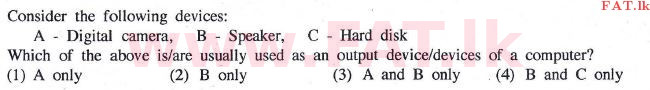 දේශීය විෂය නිර්දේශය : සාමාන්‍ය පෙළ (O/L) තොරතුරු හා සන්නිවේදන තාක්ෂණය (ICT) - 2014 දෙසැම්බර් - ප්‍රශ්න පත්‍රය I (English මාධ්‍යය) 2 1