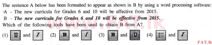 දේශීය විෂය නිර්දේශය : සාමාන්‍ය පෙළ (O/L) තොරතුරු හා සන්නිවේදන තාක්ෂණය (ICT) - 2014 දෙසැම්බර් - ප්‍රශ්න පත්‍රය I (English මාධ්‍යය) 11 1
