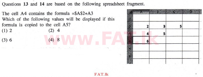 දේශීය විෂය නිර්දේශය : සාමාන්‍ය පෙළ (O/L) තොරතුරු හා සන්නිවේදන තාක්ෂණය (ICT) - 2014 දෙසැම්බර් - ප්‍රශ්න පත්‍රය I (English මාධ්‍යය) 13 1
