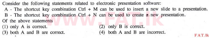 National Syllabus : Ordinary Level (O/L) Information & Communication Technology ICT - 2014 December - Paper I (English Medium) 15 1